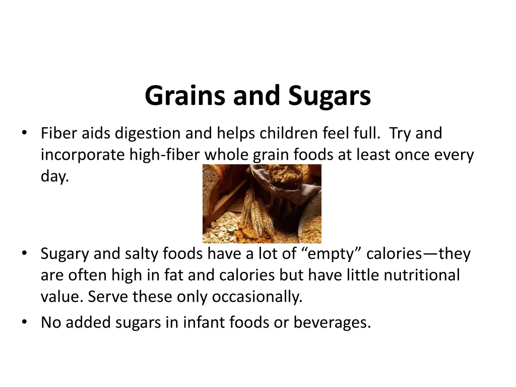 grains and sugars