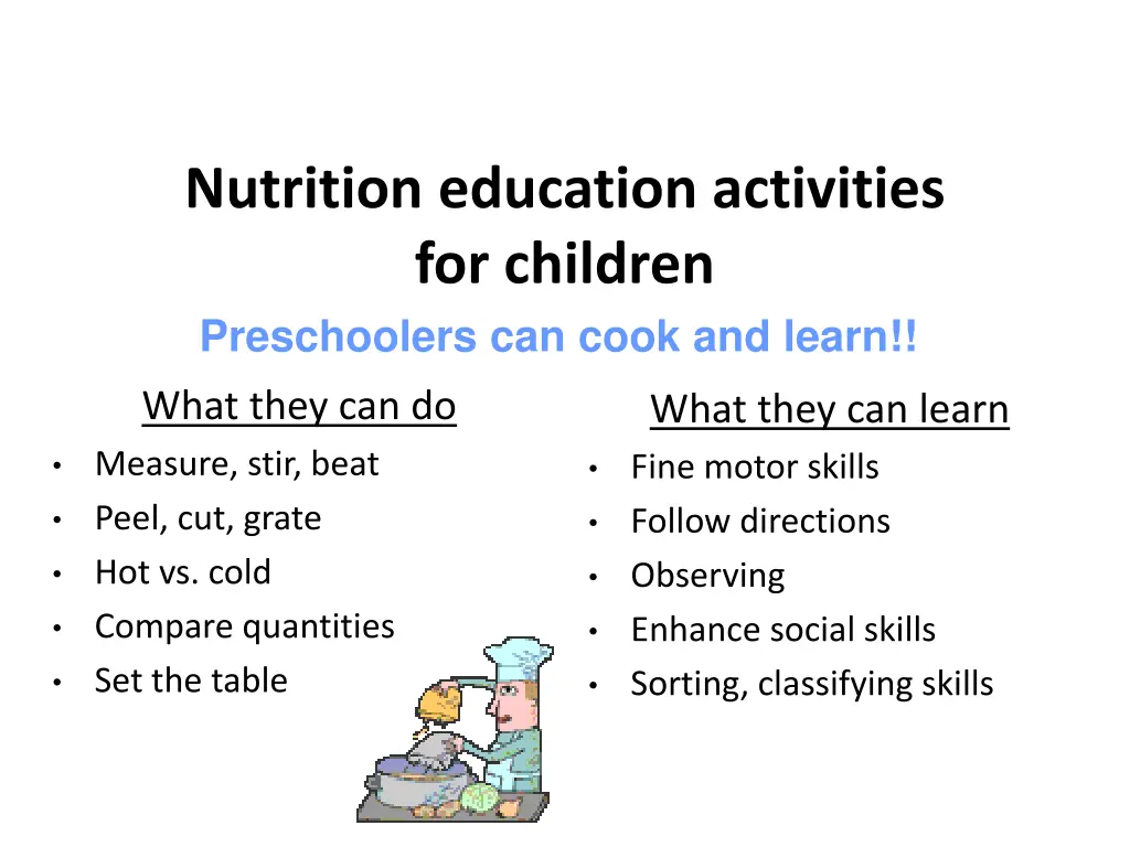 nutrition education activities for children