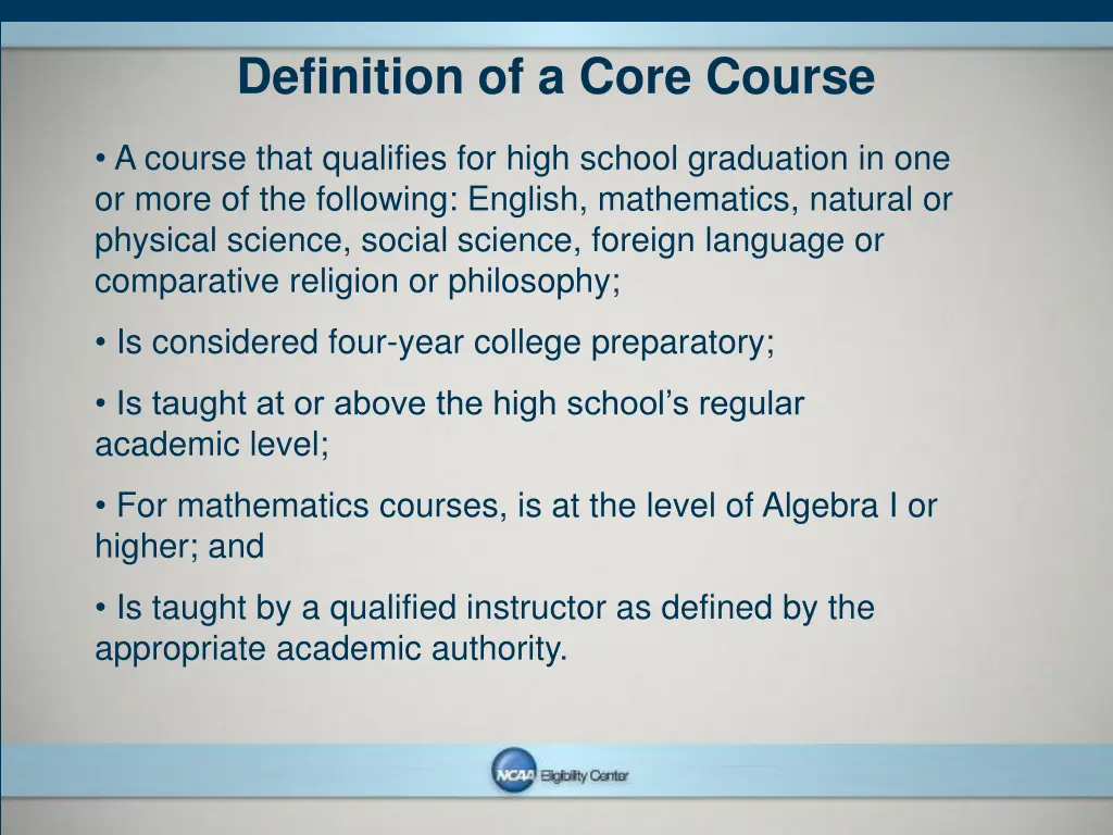 definition of a core course