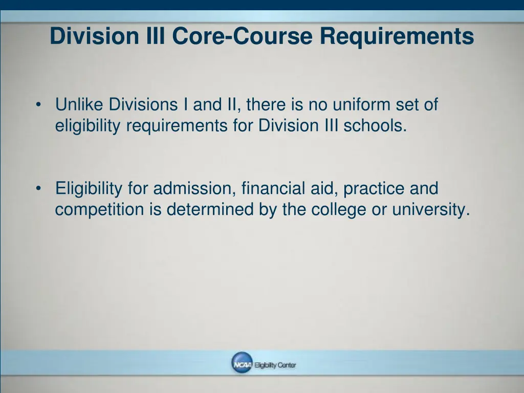 division iii core course requirements