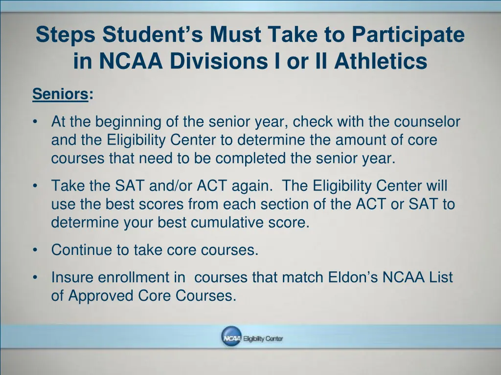 steps student s must take to participate in ncaa 1