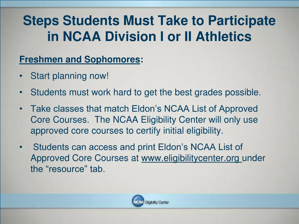 steps students must take to participate in ncaa