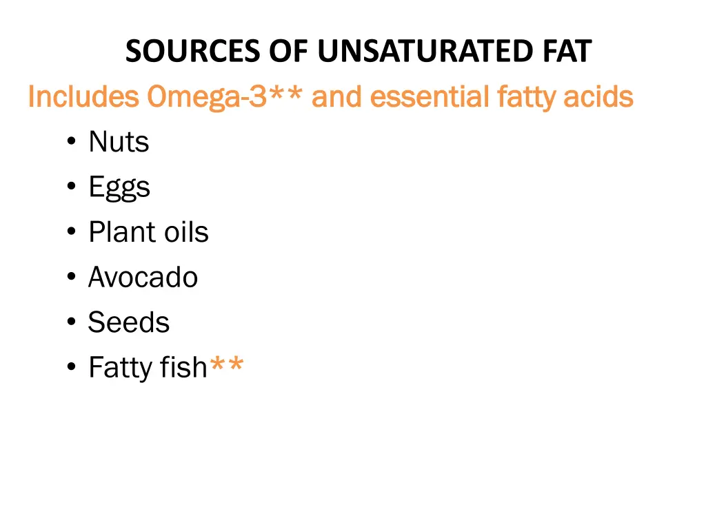 sources of unsaturated fat includes includes