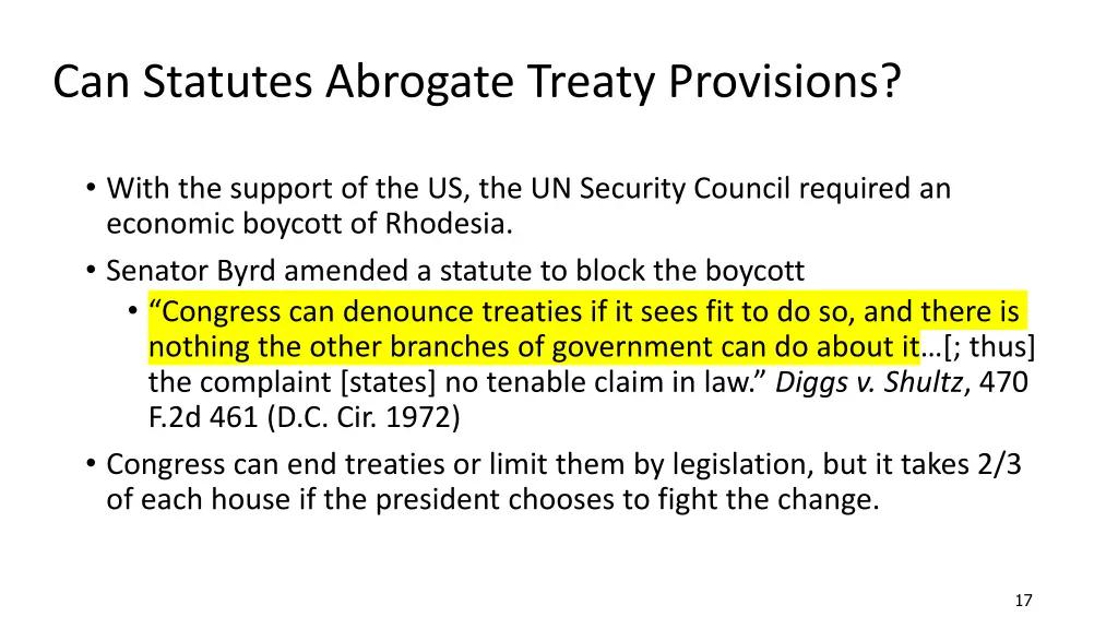 can statutes abrogate treaty provisions