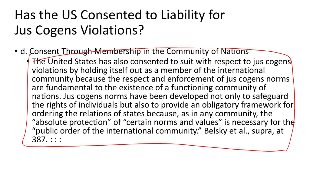 has the us consented to liability for jus cogens