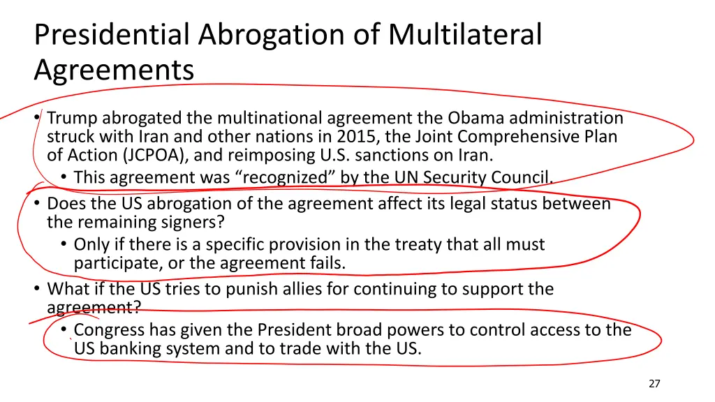 presidential abrogation of multilateral agreements