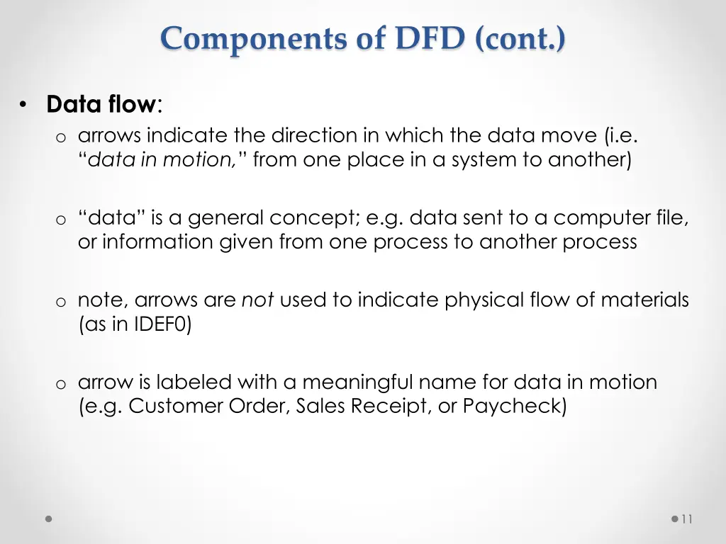 components of dfd cont