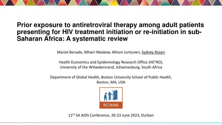 prior exposure to antiretroviral therapy among