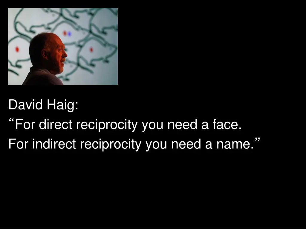 david haig for direct reciprocity you need a face