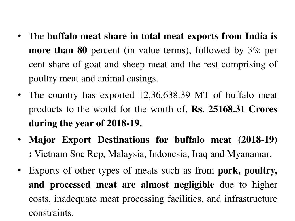 the buffalo meat share in total meat exports from