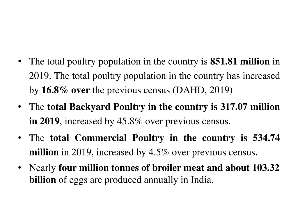 the total poultry population in the country