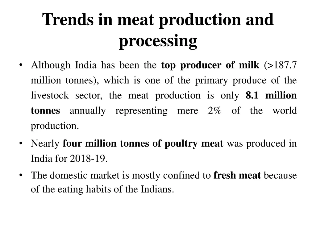 trends in meat production and processing