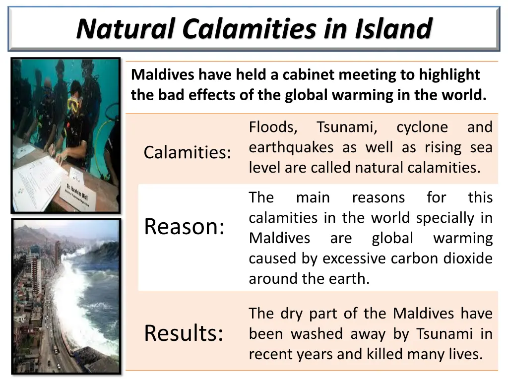 natural calamities in island