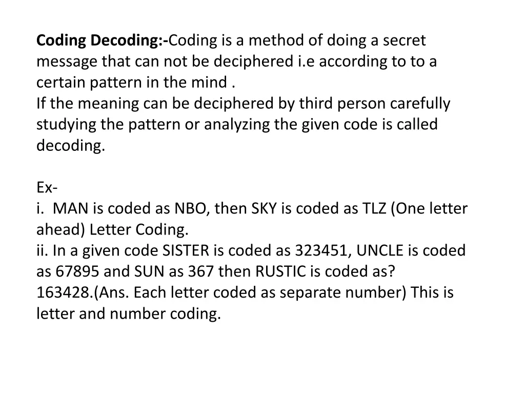 coding decoding coding is a method of doing