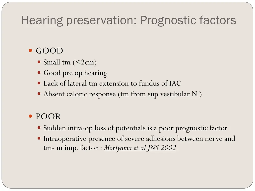 hearing preservation prognostic factors