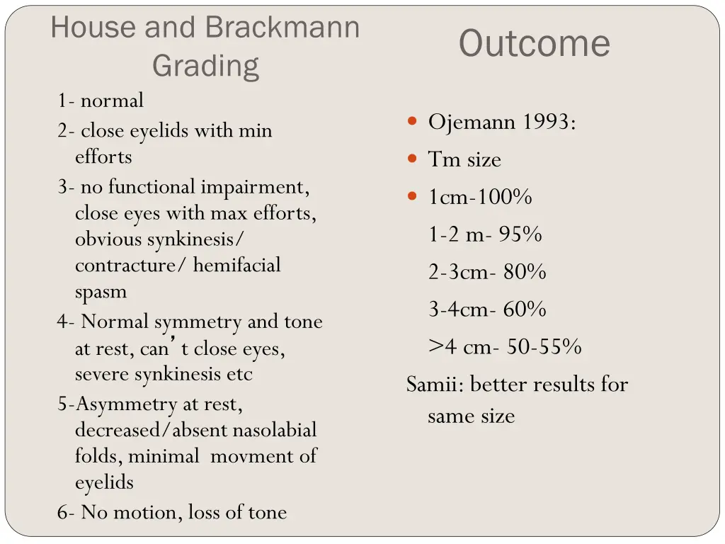 house and brackmann grading 1 normal 2 close