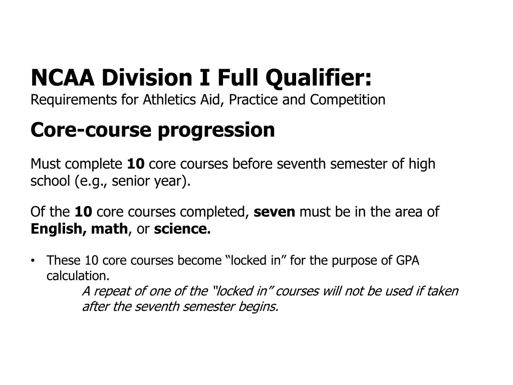 ncaa division i full qualifier requirements 2