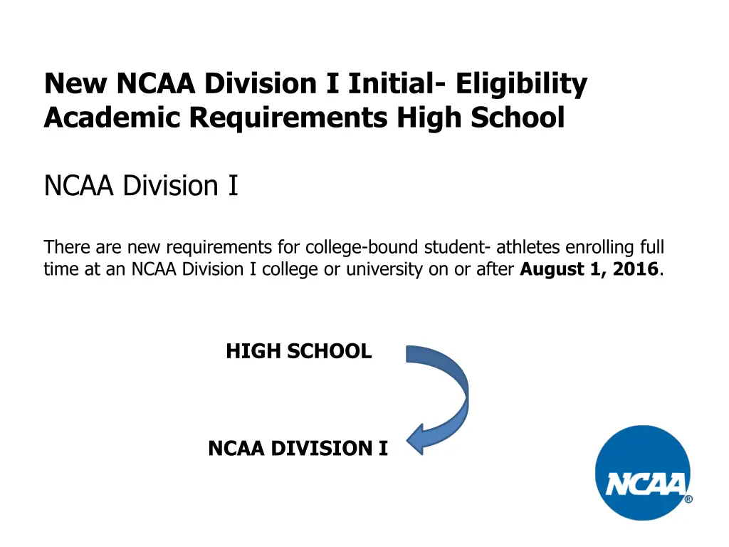 new ncaa division i initial eligibility academic