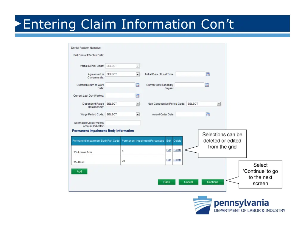 entering claim information con t 1