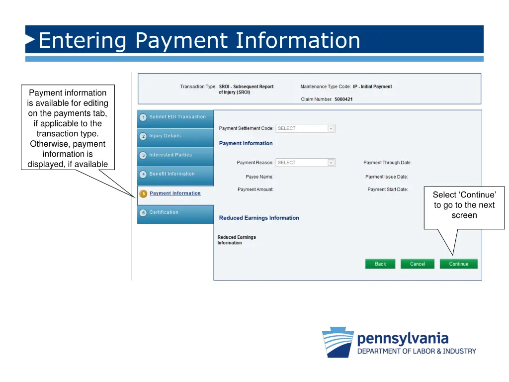 entering payment information