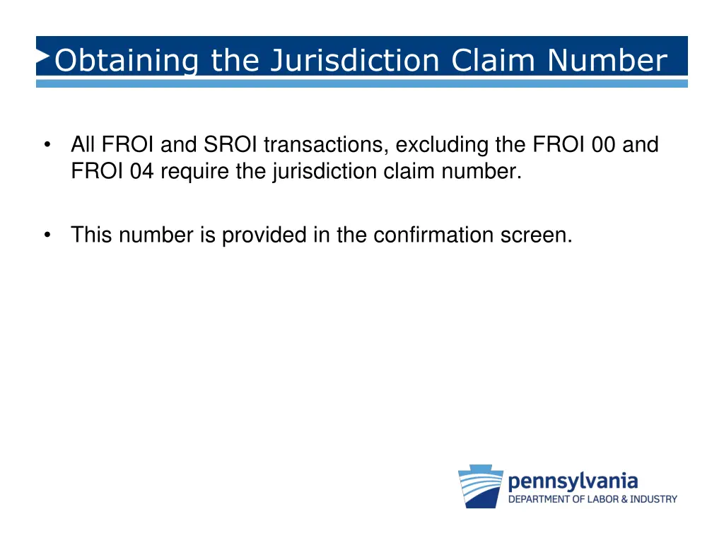 obtaining the jurisdiction claim number