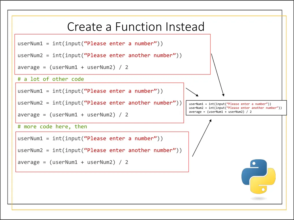 create a function instead