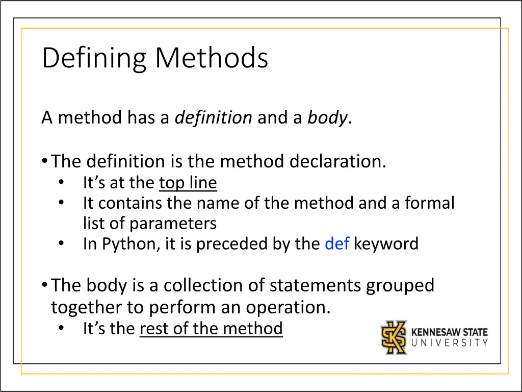 defining methods