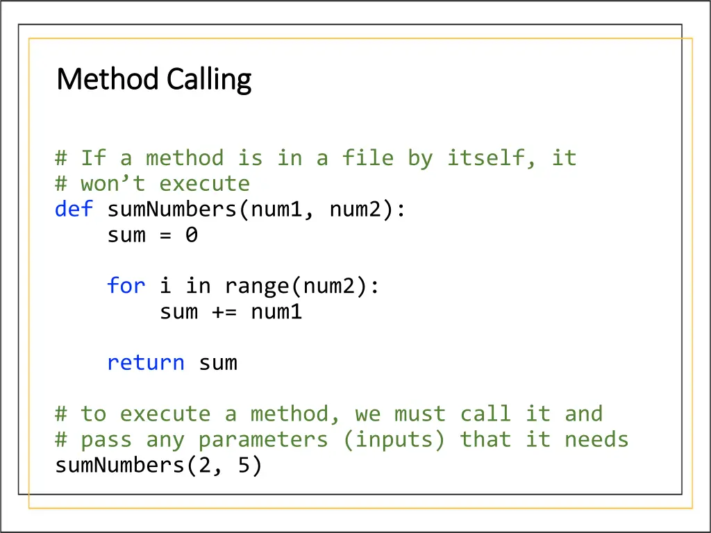 method calling method calling