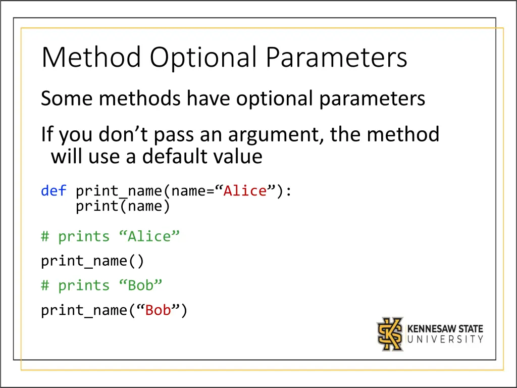 method optional parameters