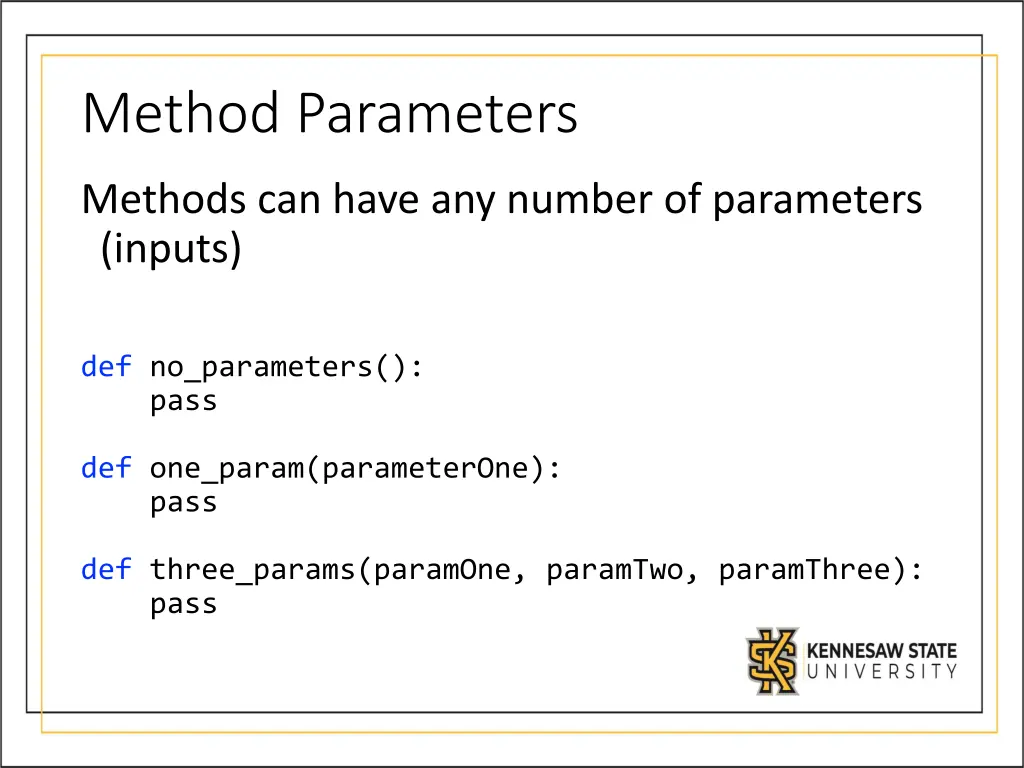 method parameters