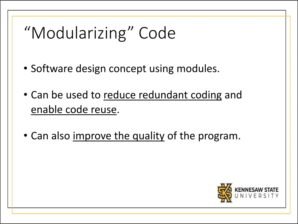 modularizing code