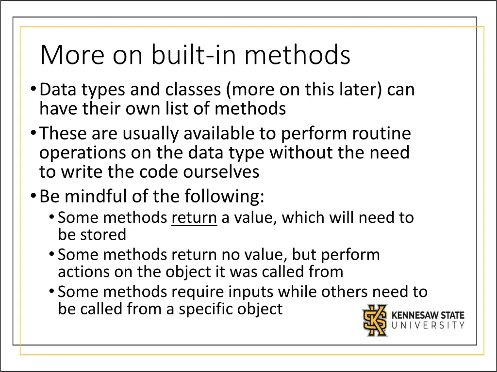 more on built in methods data types and classes