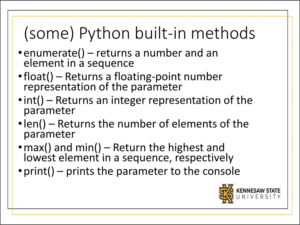 some python built in methods enumerate returns