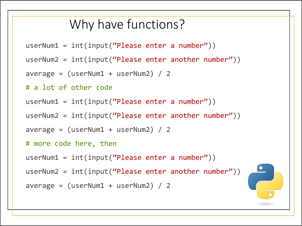 why have functions