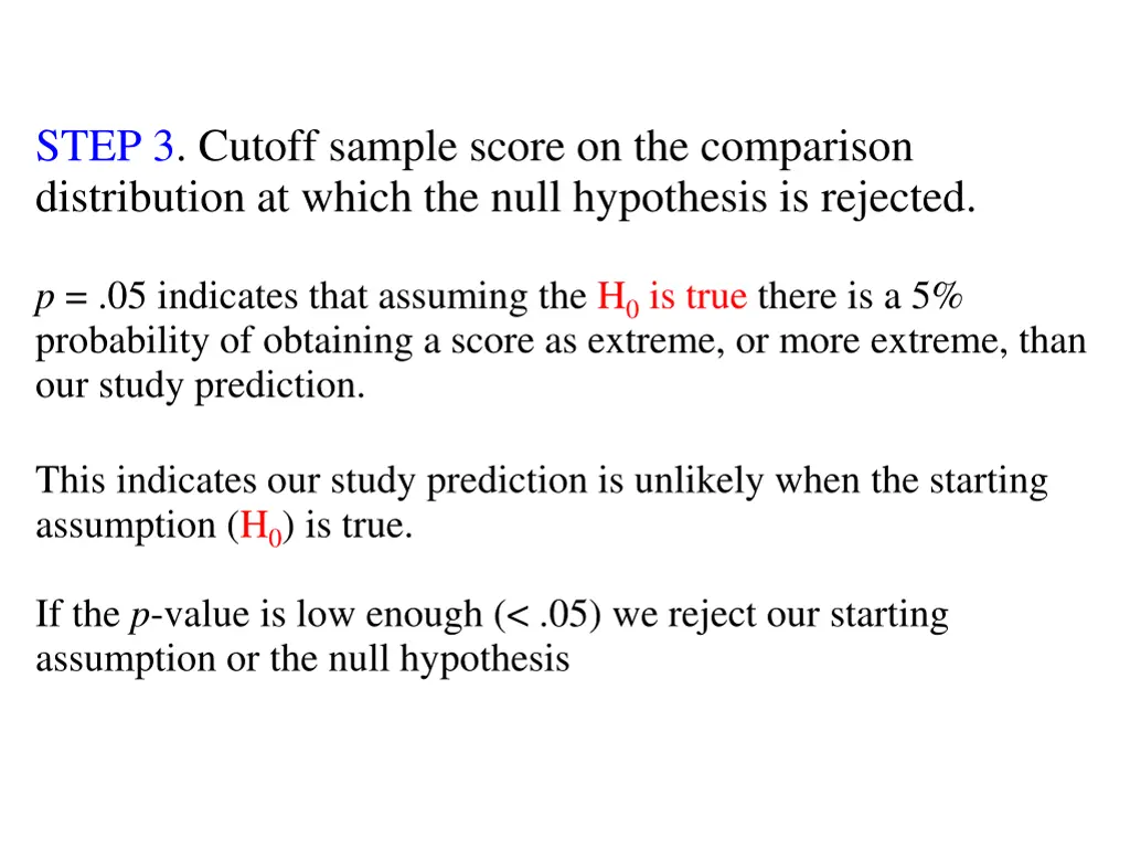 step 3 cutoff sample score on the comparison