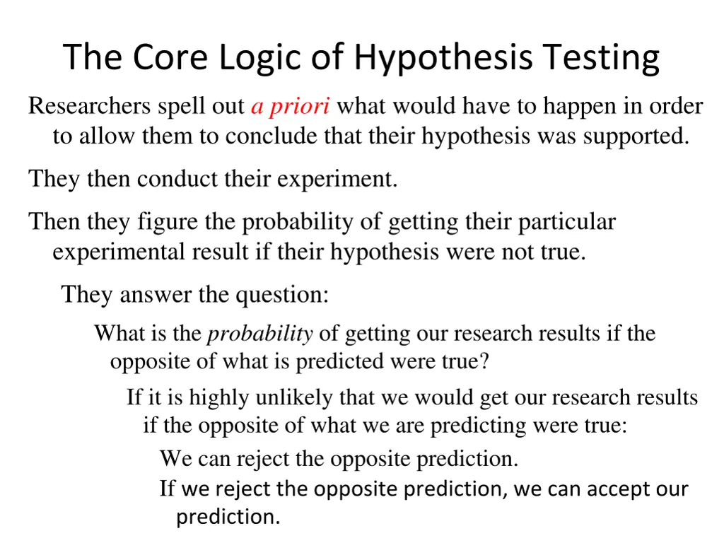 the core logic of hypothesis testing researchers