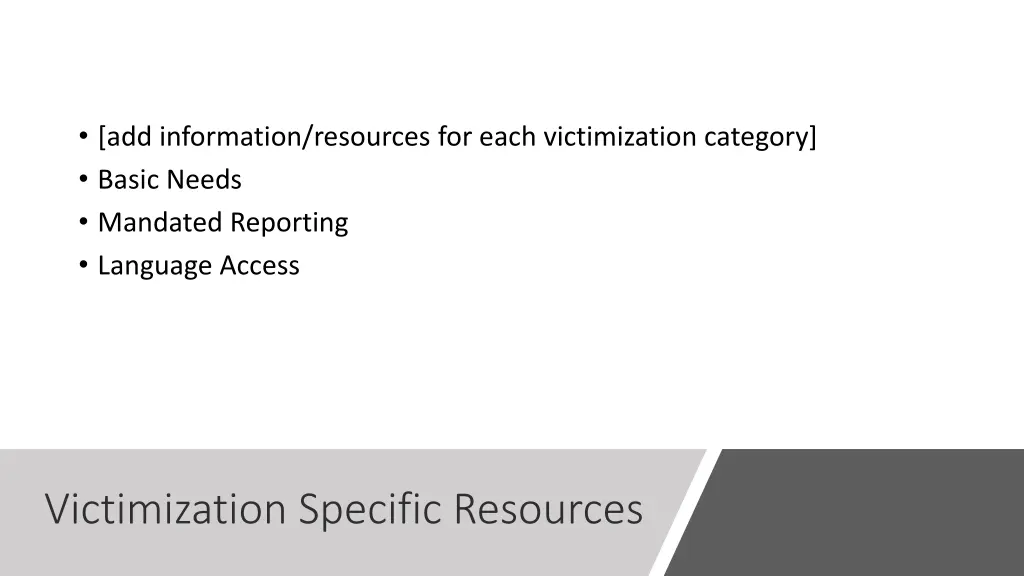 add information resources for each victimization