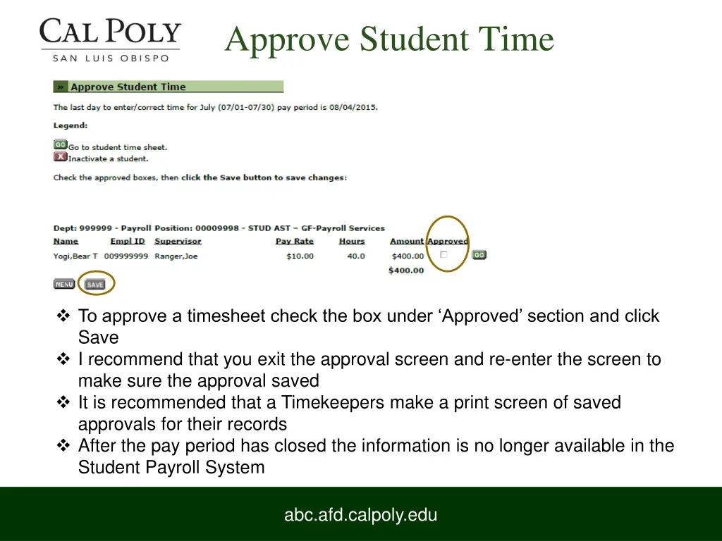 approve student time 1