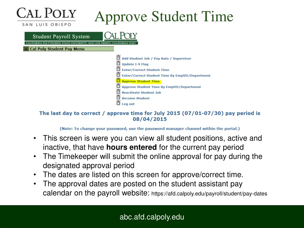 approve student time