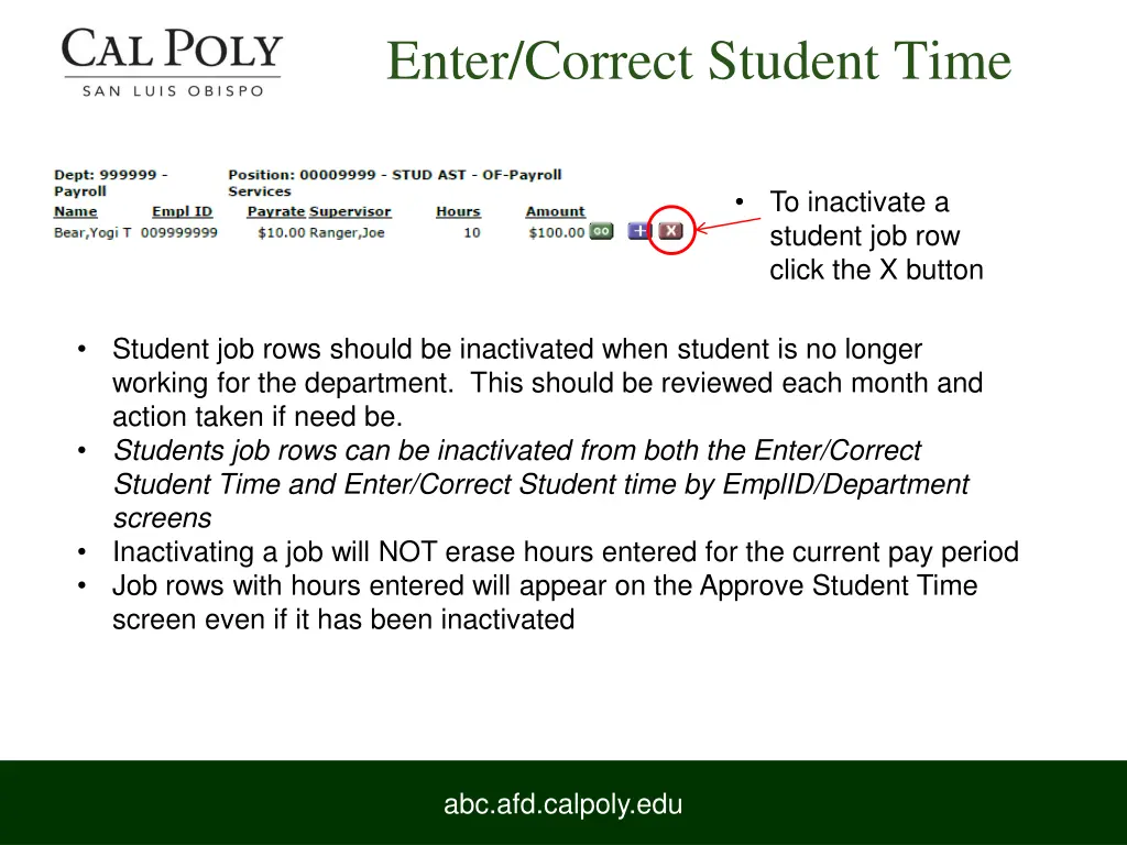 enter correct student time 3