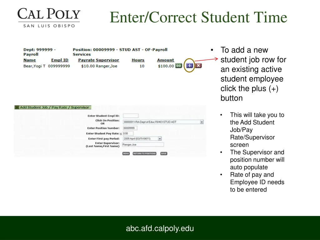 enter correct student time 4