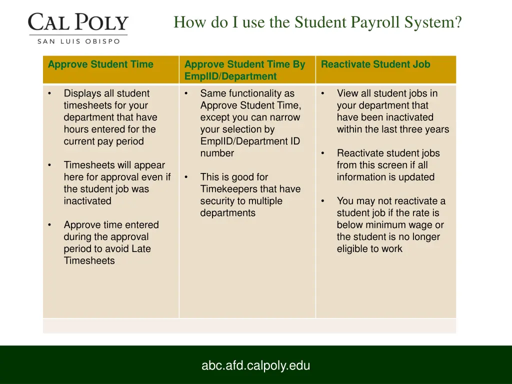 how do i use the student payroll system