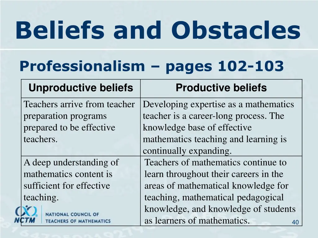 beliefs and obstacles 5