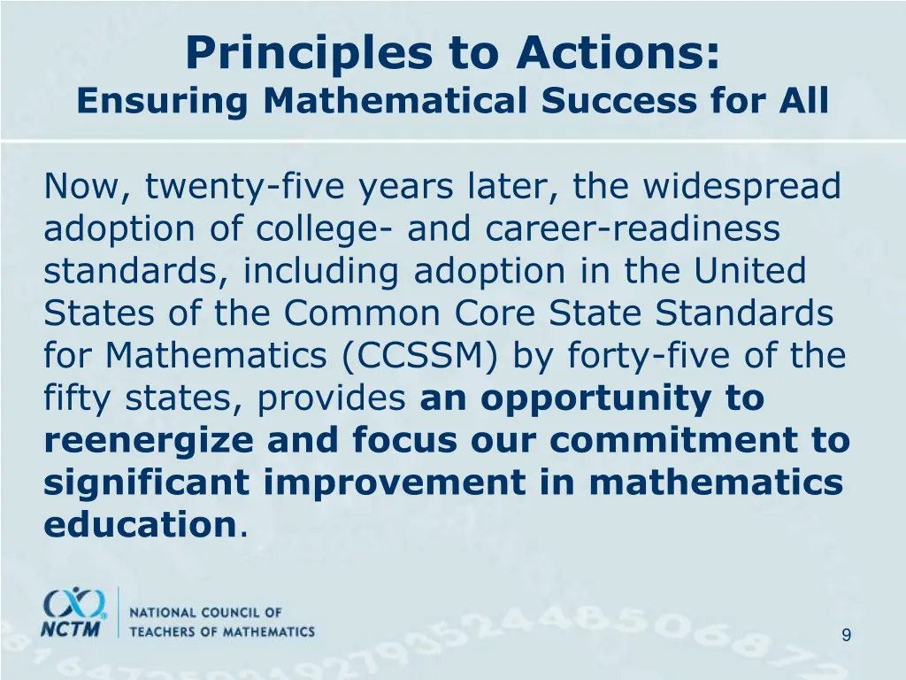 principles to actions ensuring mathematical 1