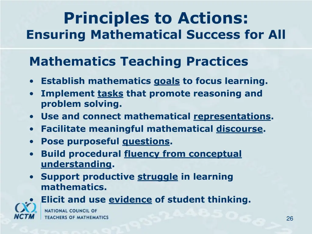 principles to actions ensuring mathematical 4