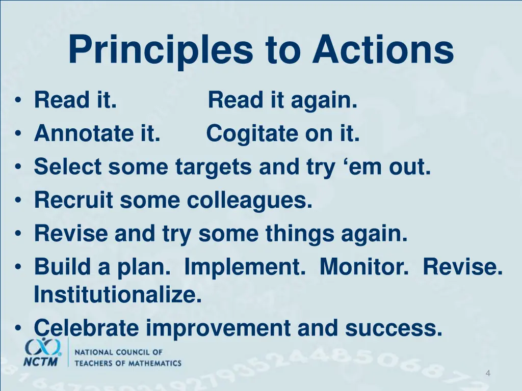 principles to actions