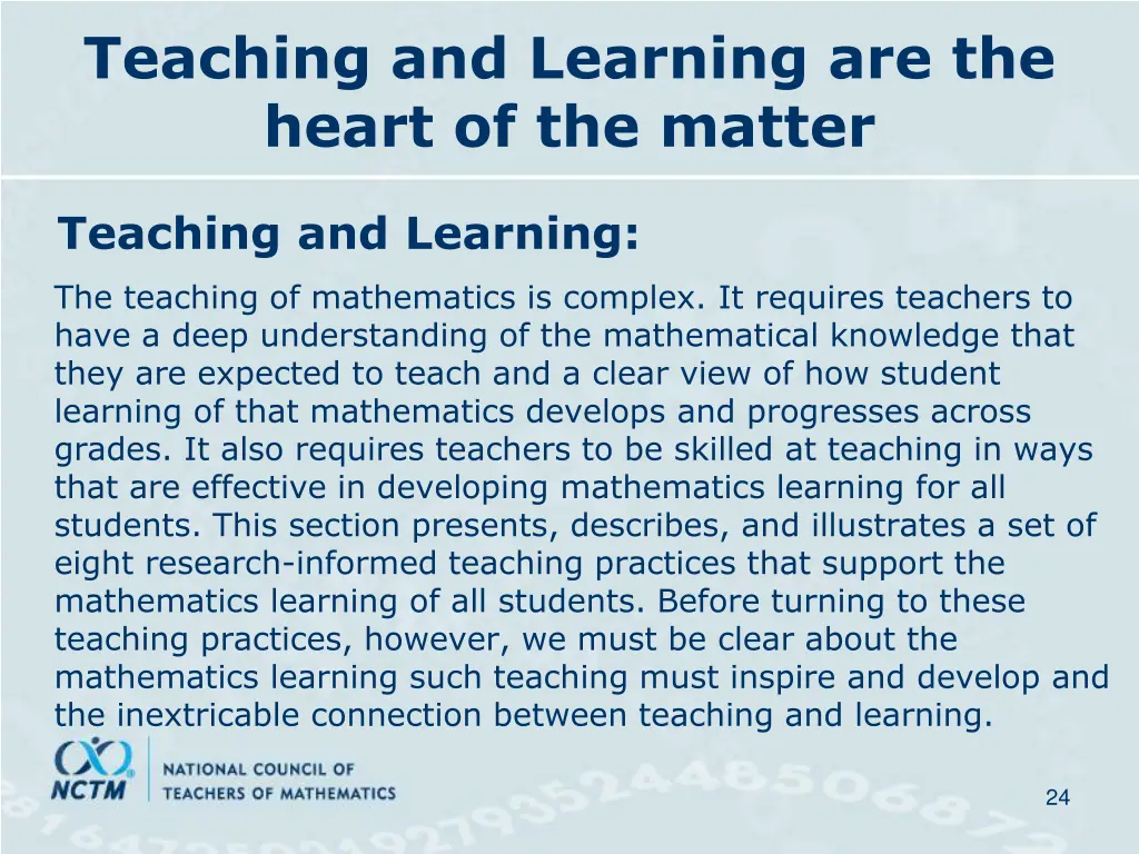 teaching and learning are the heart of the matter