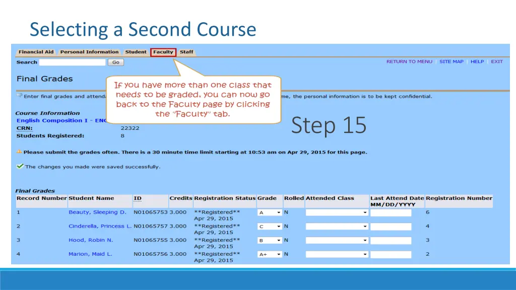 selecting a second course