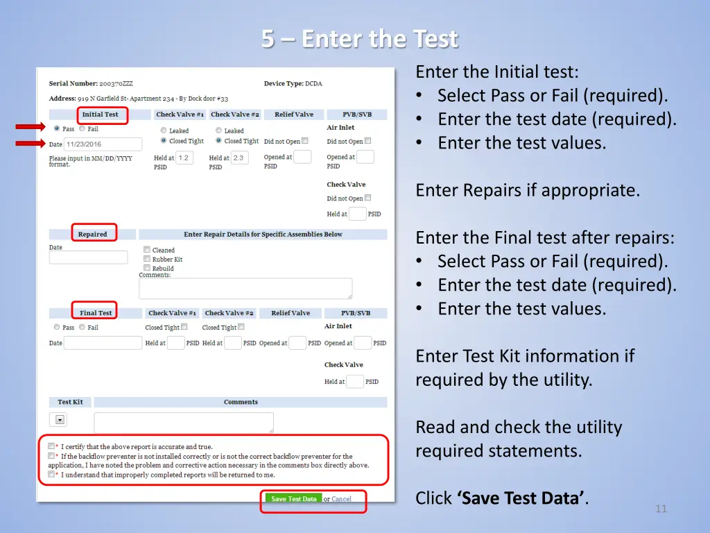 5 enter the test