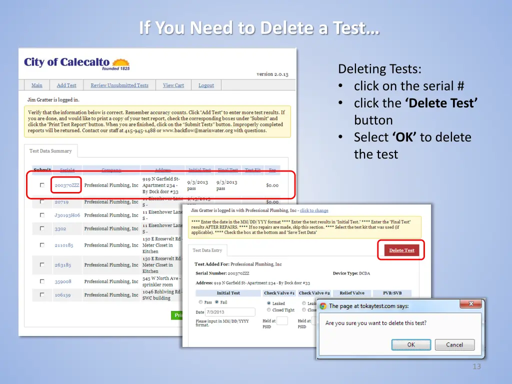 if you need to delete a test